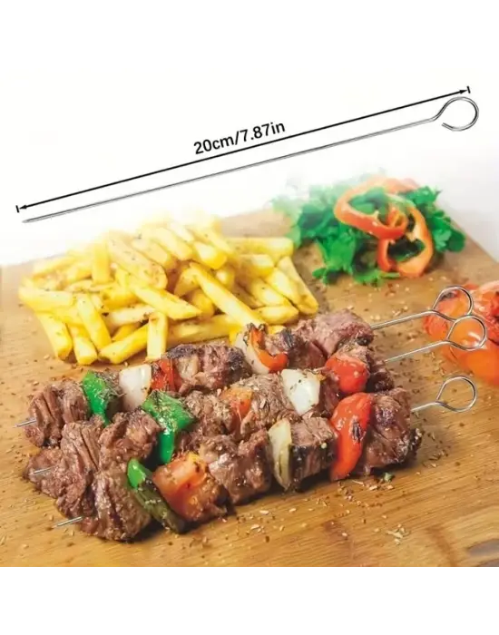 10lu Paslanmaz Çelik Şiş Seti (20 cm) - Airfryer & Mangal