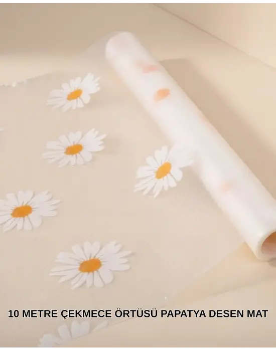 10 Metre Papatya Desenli Kolay Temizlenebilir Çekmece Matı