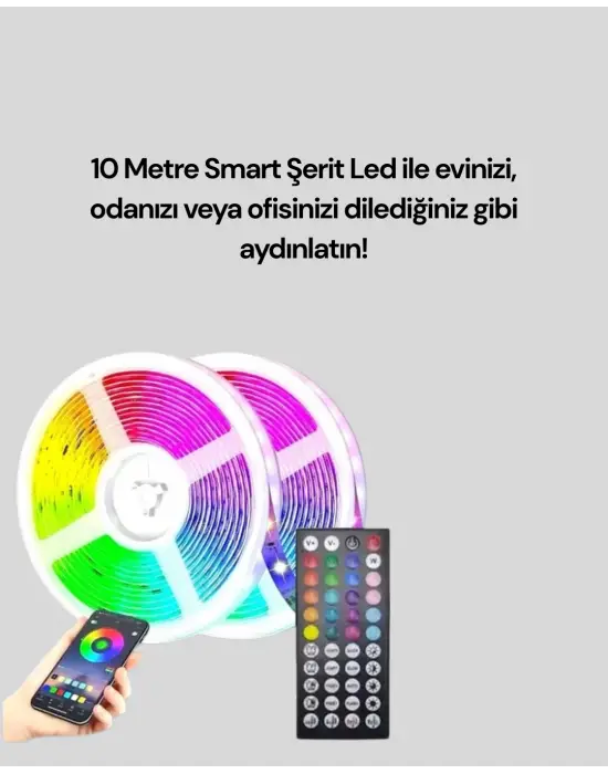 10 Metre Usb Smart Şerit Led Kumandalı Telefon Kontrollü
