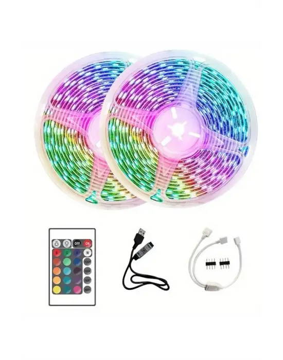 10m Şerit Led İç Mekan Renkli Rgb Şerit Led Kumandalı