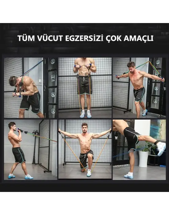 11 Parça Lateks Egzersiz Bandı Çekme Halatı Egzersiz Seti