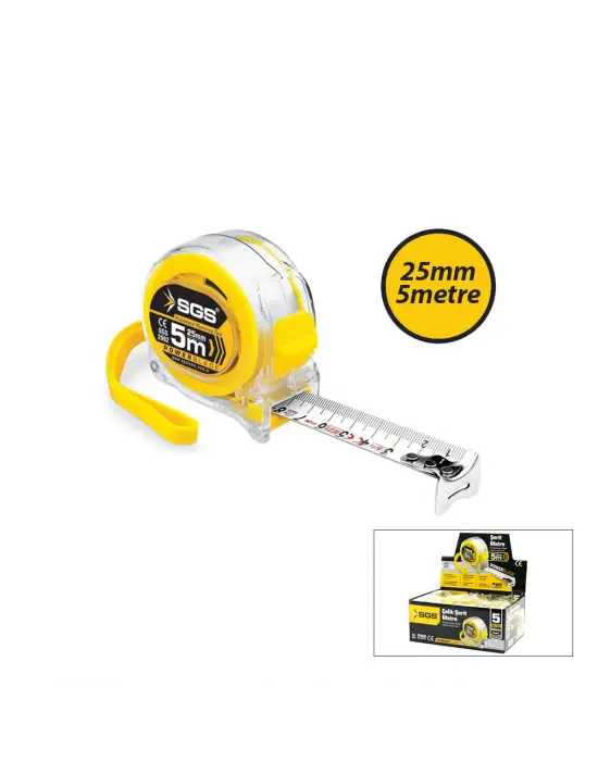 12 Adet 5mt X 25mt Şeffaf Stoplu Şerit Metre