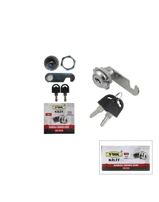 12 Adet Oval - Mandallı Dolap - Çekmece Kilit 20mm