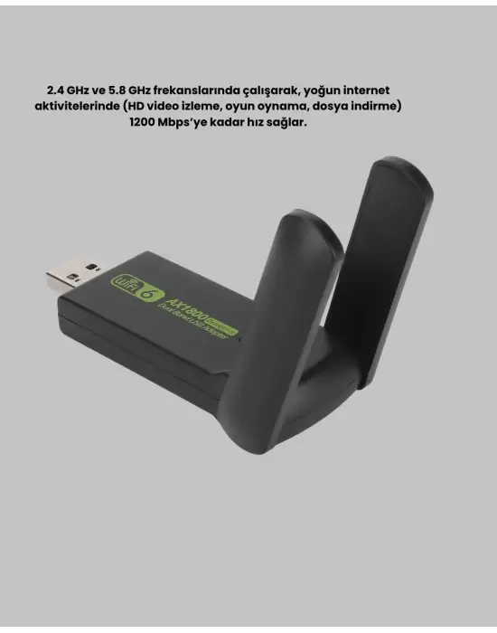 1200 Mbps Dual Band Wifi Adaptör – 5.8g & 2.4g Çift Antenli