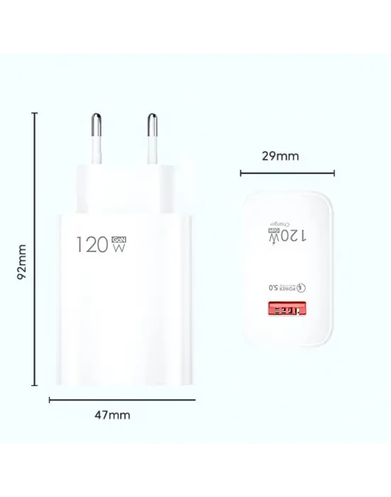 120W USB Hızlı Type C Uçlu Kablolu Şarj Aleti