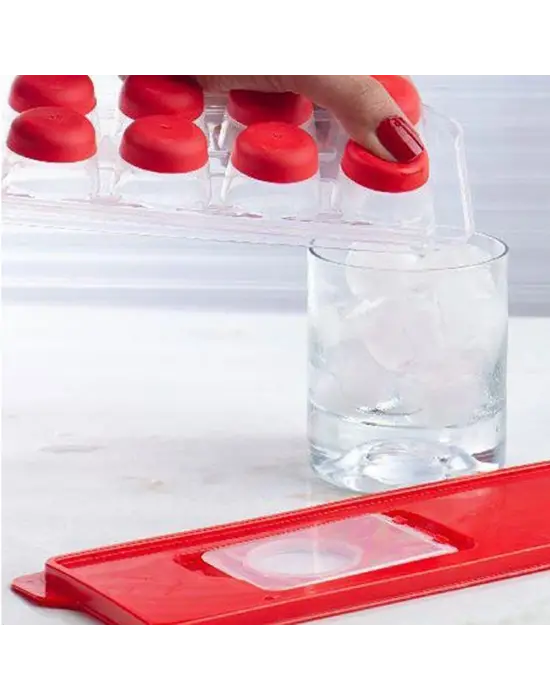 12li Kapaklı Yapışmaz Silikon Tabanlı Plastik Küp Buz Kalıbı