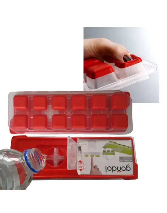 12li Kapaklı Yapışmaz Silikon Tabanlı Plastik Küp Buz Kalıbı