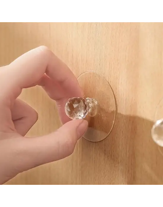 2 Adet Kristal Kendiliğinden Güçlü Yapışkanlı Kulp Askısı Tutma Kolu