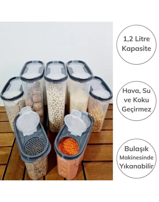 2 Kapaklı Ölçekli Erzak Saklama Kabı - 1,2 Litre - SA930