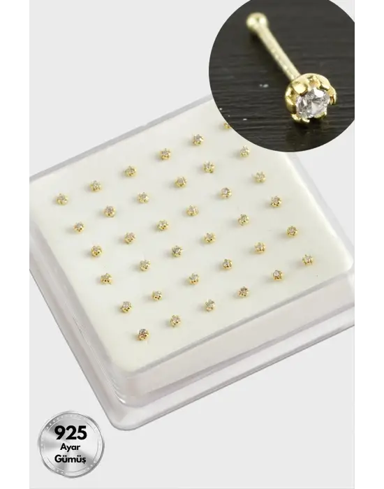 2 mm Zirkon Tek Taşlı Gümüş Hızma 36 Adet