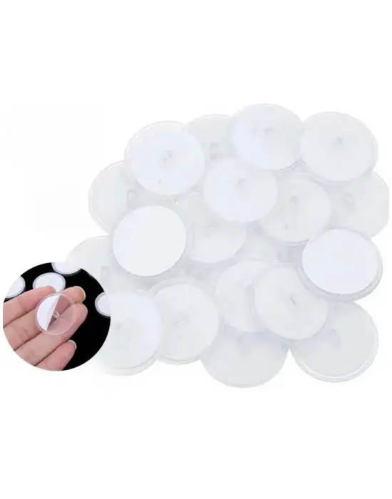 20 Adet Şeffaf Yuvarlak 3 Cm Çaplı Güçlü Disk Yapışkanlar