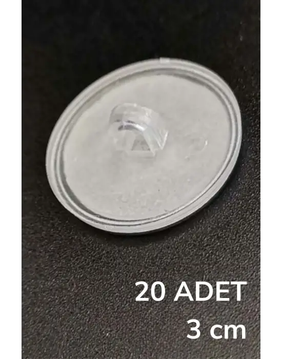 20 Adet Şeffaf Yuvarlak 3 Cm Çaplı Güçlü Disk Yapışkanlar