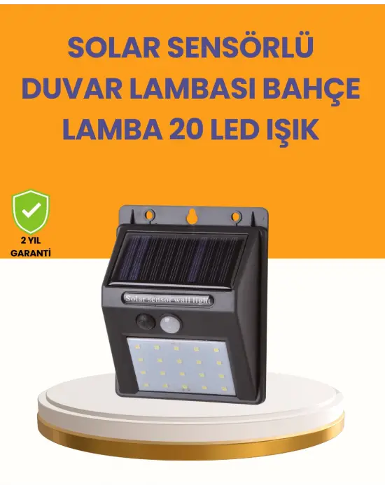 20 Led Güneş Enerjili Hareket Sensörlü Dış Mekan Duvar Lambası