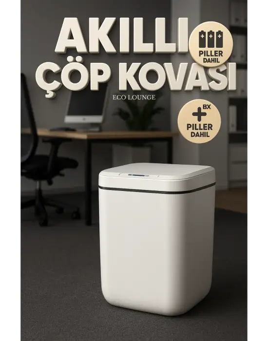 20 Lt Akıllı Çöp Kovası – Ofis Mutfak Banyo İçin İdeal Hareket Sensörlü, Hijyenik, Estetik