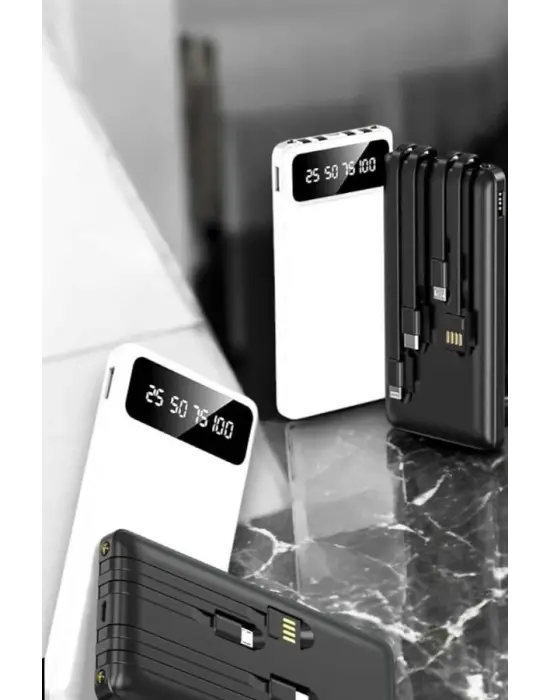 20.000 Mah Led Işıklı Lcd Ekran Usb Girişli Type-c Lightning Powerbank
