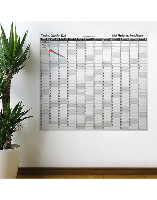 2020 Yıllık Planlayıcı Manyetik Duvar Stickerı Takvim 110x100 cm