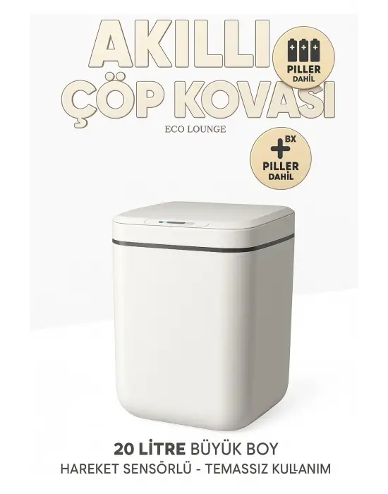 20l Akıllı Sensörlü Çöp Kovası Uv Işık Koku Geçirmez Mutfak Banyo Wc Ofis