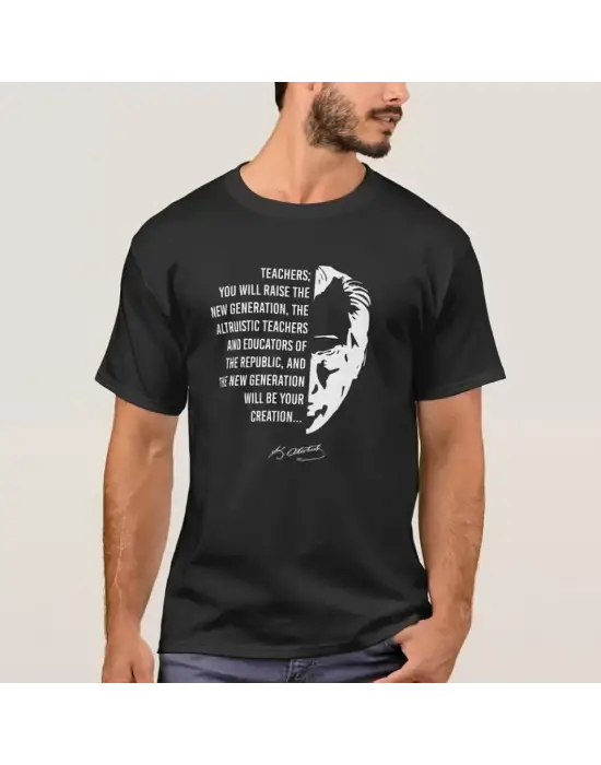 24 Kasım Öğretmenler Günü Baskılı T-shirt - Siyah
