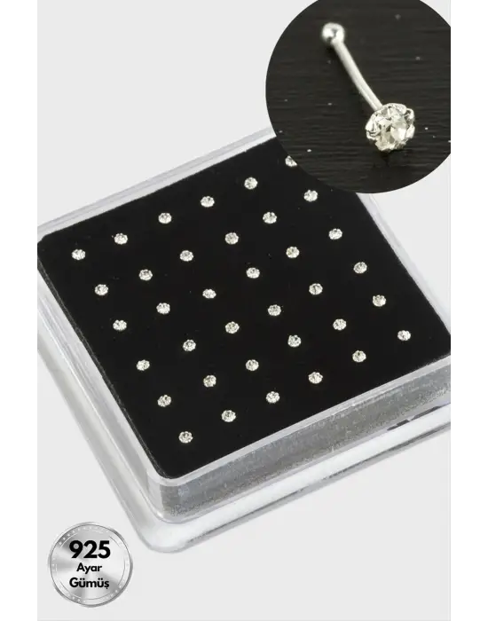 2,5 mm Tek Taşlı Gümüş Hızma 36 Adet