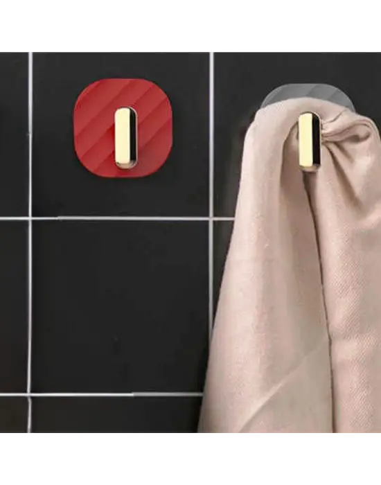 2li Yapışkanlı Retro Askılık Dolap Kapak Kulpu Kırmızı
