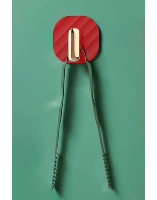 2li Yapışkanlı Retro Askılık Dolap Kapak Kulpu Kırmızı