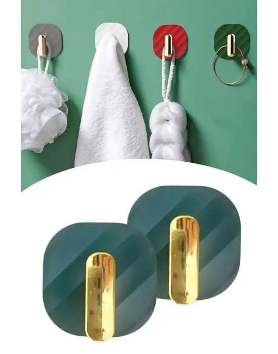 2li Yapışkanlı Retro Askılık Dolap Kapak Kulpu Yeşil