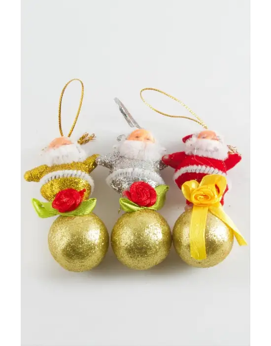 3 Adet Noel Baba Yılbaşı Ağaç Süsü