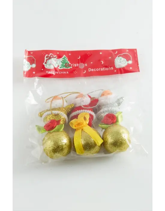 3 Adet Noel Baba Yılbaşı Ağaç Süsü