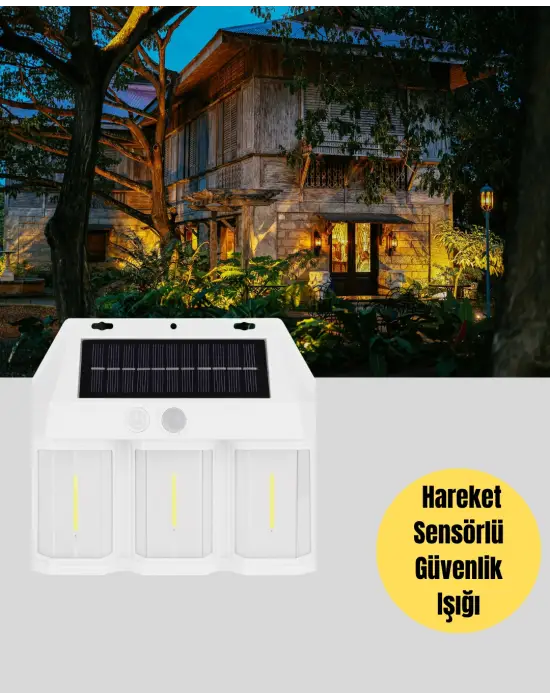 3 İn 1 Solar Duvar Lambası – Ip65 Su Geçirmez, Hareket Sensörlü