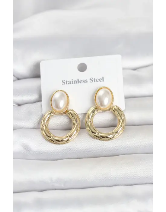 316L Çelik Gold Renk Vintage Model Kadın Küpe