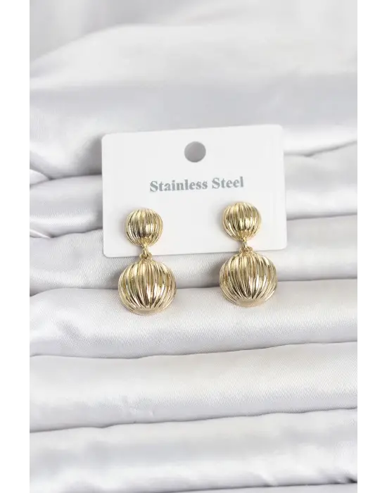 316L Çelik Gold Renk Vintage Model Kadın Küpe