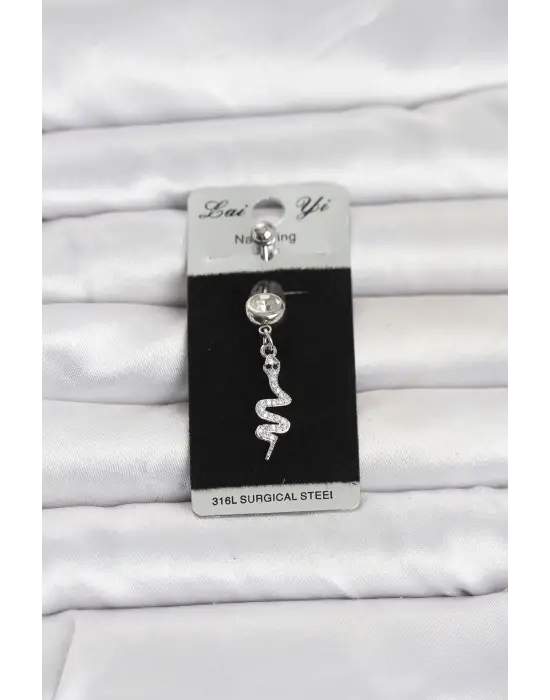 316L Cerrahi Çelik Sallantılı Yılan Model Göbek Piercing