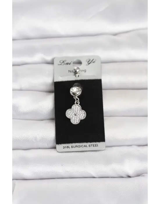 316L Cerrahi Çelik Sallantılı Yonca Model Göbek Piercing