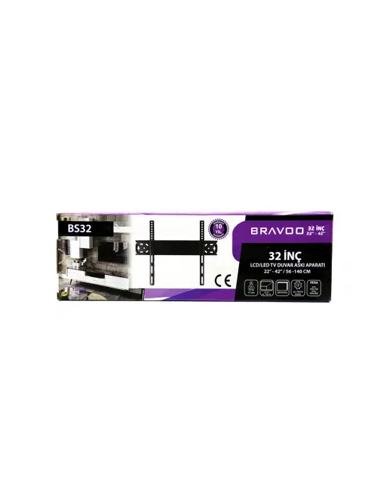 32 Inc - 22 Inc - 44 Inc Lcd Led Sabit Tv Askı Aparatı 56x140cm Bs-32