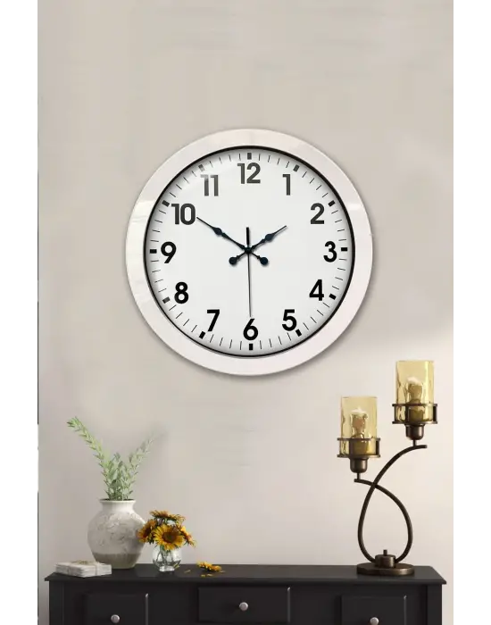 36 cm Beyaz Metal Standart Duvar Saati