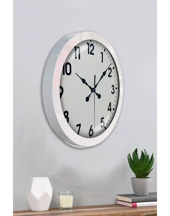 36 cm Beyaz Metal Standart Duvar Saati