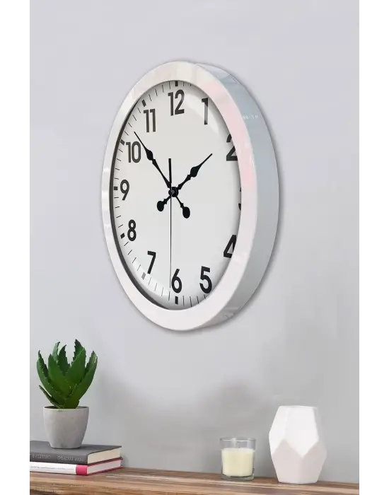 36 cm Beyaz Metal Standart Duvar Saati