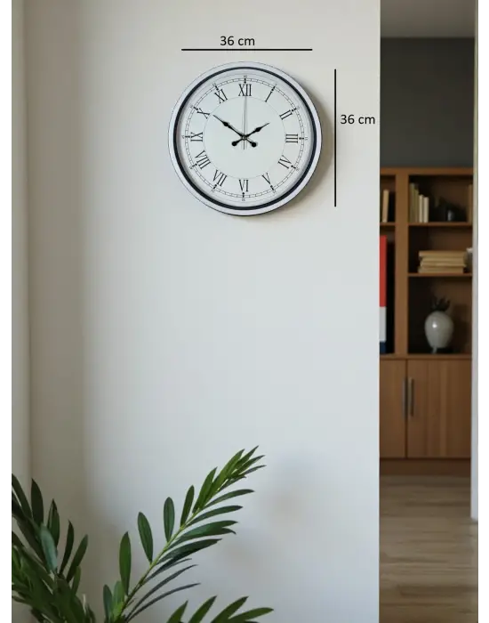 36 Cm Beyaz Roman Rakamlı Duvar Saati