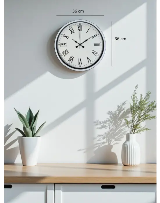 36 Cm Beyaz Roman Rakamlı Duvar Saati