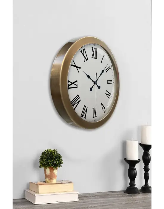 36 cm Eskitme Metal Roma Rakamlı Duvar Saati