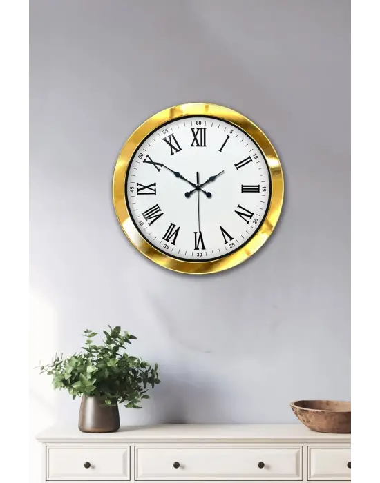 36 cm Gold Metal Roma Rakamlı Duvar Saati