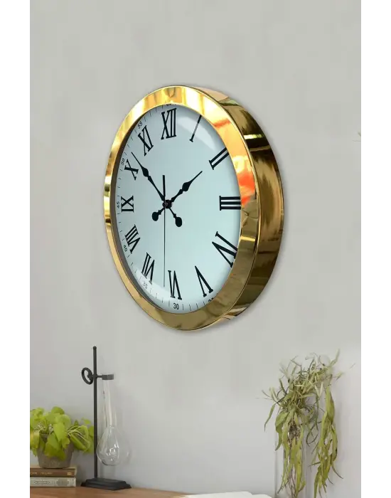 36 cm Gold Metal Roma Rakamlı Duvar Saati