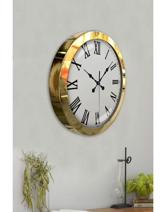 36 cm Gold Metal Roma Rakamlı Duvar Saati