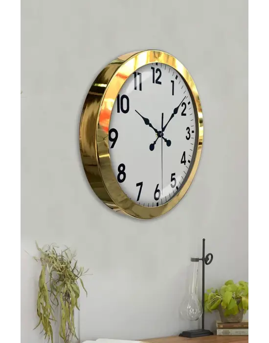 36 cm Gold Metal Standart Duvar Saati