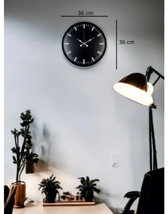 36 Cm Gri Dekoratif Duvar Saati
