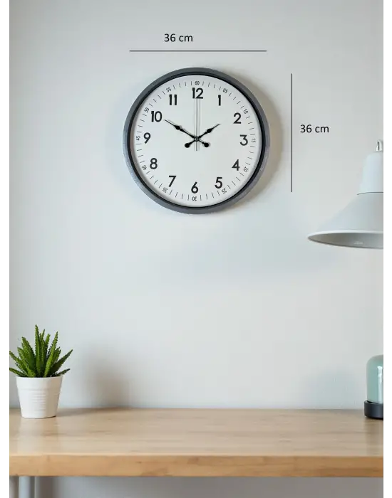 36 Cm Gri Dekoratif Duvar Saati