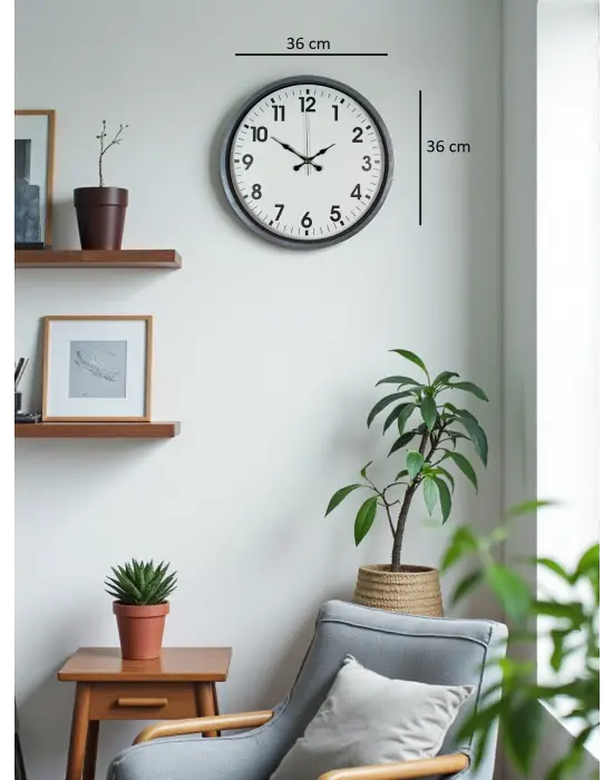 36 Cm Gri Standart Dekoratif Duvar Saati