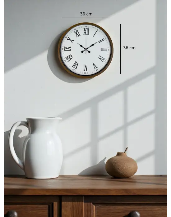 36 Cm Kahverengi Dekoratif Duvar Saati