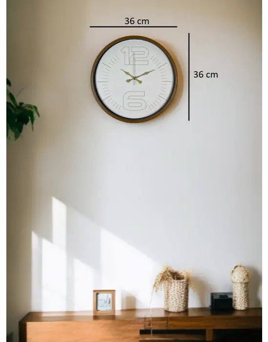 36 Cm Kahverengi Dekoratif Duvar Saati