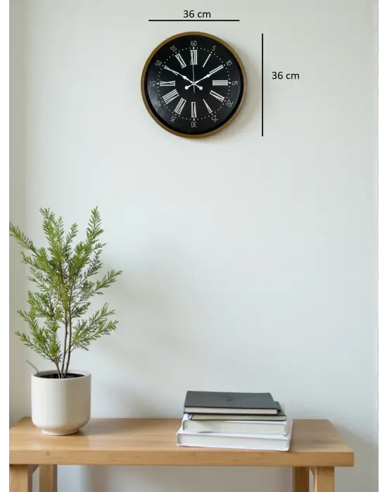36 Cm Kahverengi Dekoratif Duvar Saati